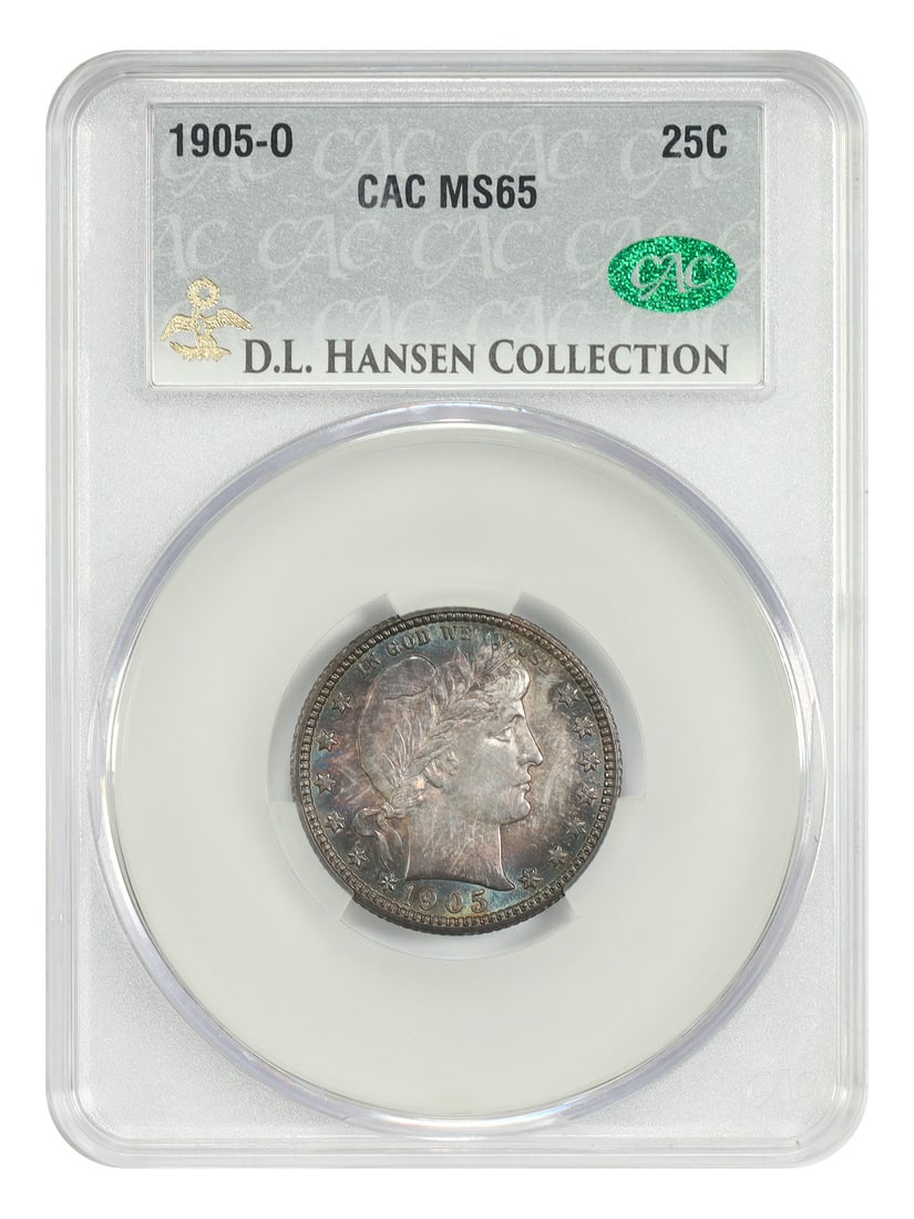 Barber Quarter 1905-O 25C MS65 CACG ex D.L. Hansen (1 of 4)