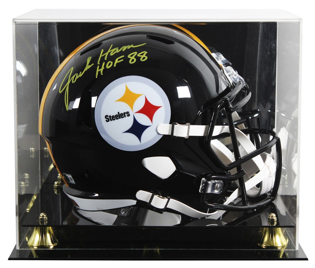 Jack Ham Signed Steelers Speed Replica Helmet with Display Case BAS (1 of 4)