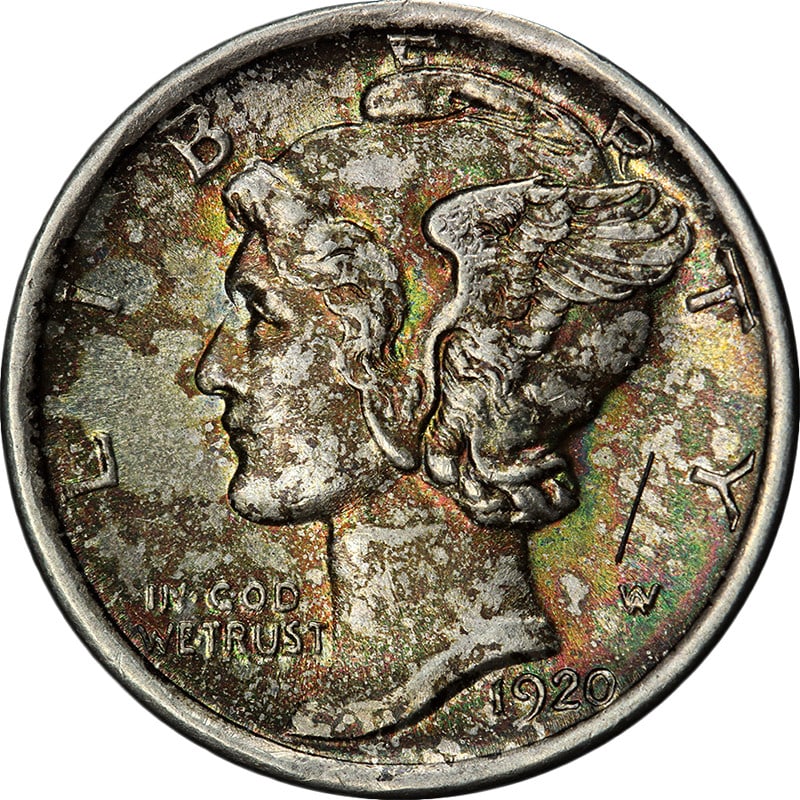 1920 D Silver Mercury Dime Choice BU FSB Uncertified: 1920 D Silver Mercury Dime Choice BU FSB Uncertified 1920-D Mercury Dime with Choice BU FSB grade, noted for nice eye appeal, nice luster, and a strong strike. The coin also shows nice color and surfa