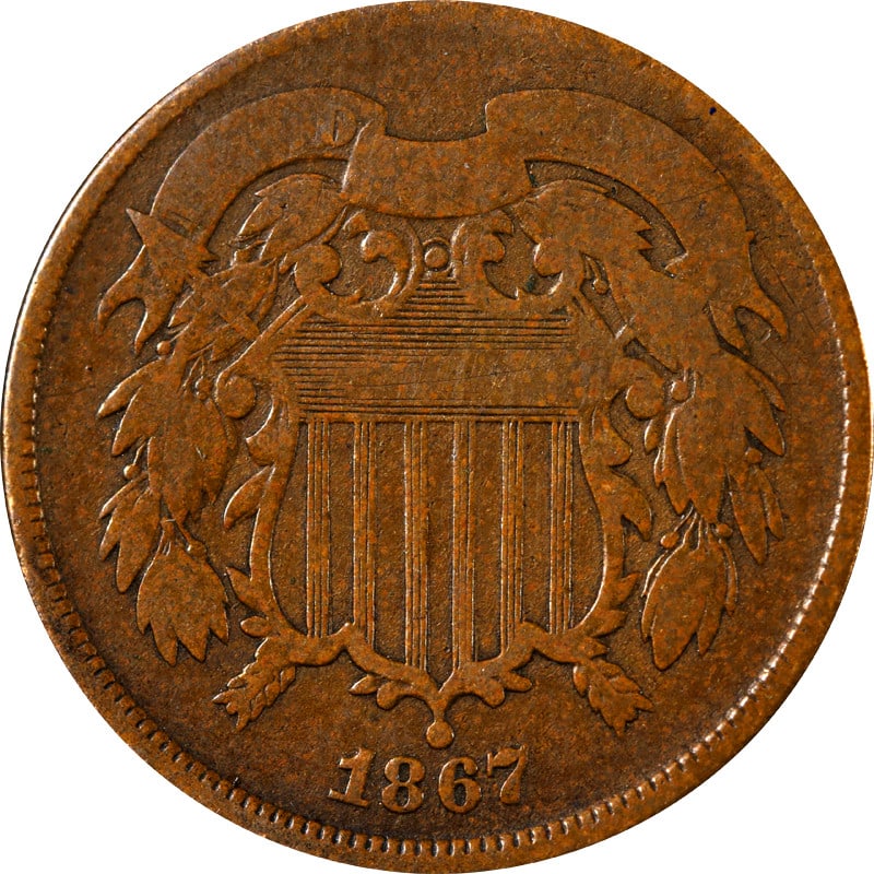 1867 United States 2 Cent Coin Doubled Die Obverse Copper (1 of 2)