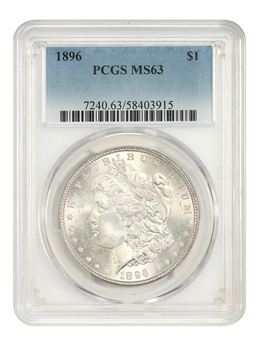 PCGS MS63 1896 Morgan Silver Dollar $1 Philadelphia: PCGS MS63 1896 Morgan Silver Dollar $1 Philadelphia 1896 Morgan Dollar certified by PCGS in MS63 grade. This uncirculated pre-owned coin was struck at the Philadelphia Mint. Specifications Denominatio