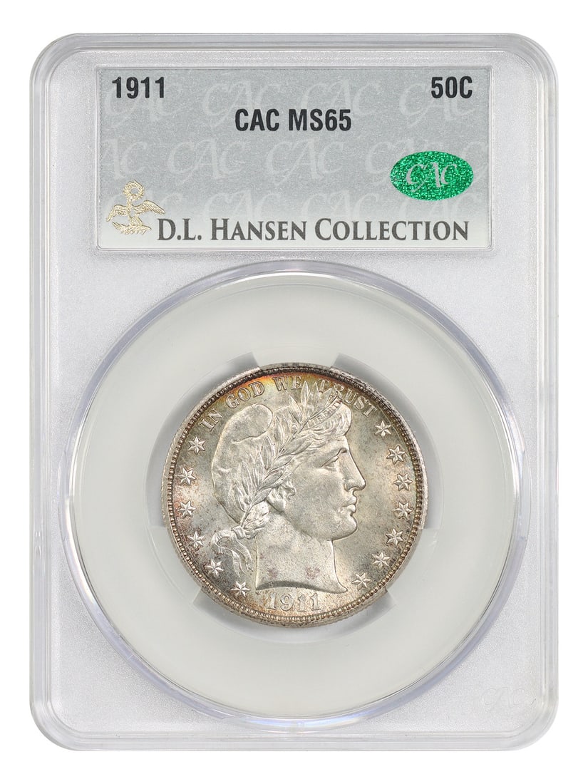 Barber Half Dollar 1911 50C CACG MS65 Philadelphia (1 of 4)