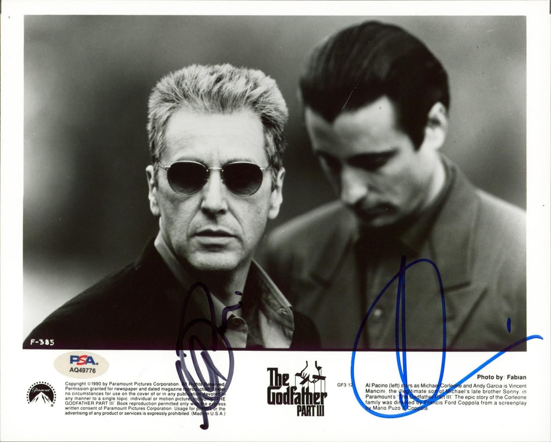 PSA certified 8x10 promo photo signed by Al Pacino Andy Garcia Godfather III (1 of 1)