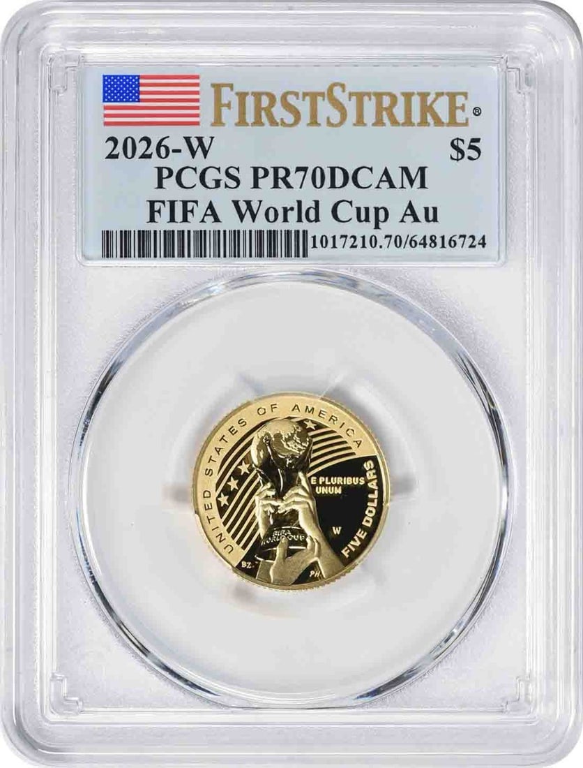 PCGS First Strike PR70DCAM 2026-W $5 Gold FIFA World Cup Commemorative (1 of 2)