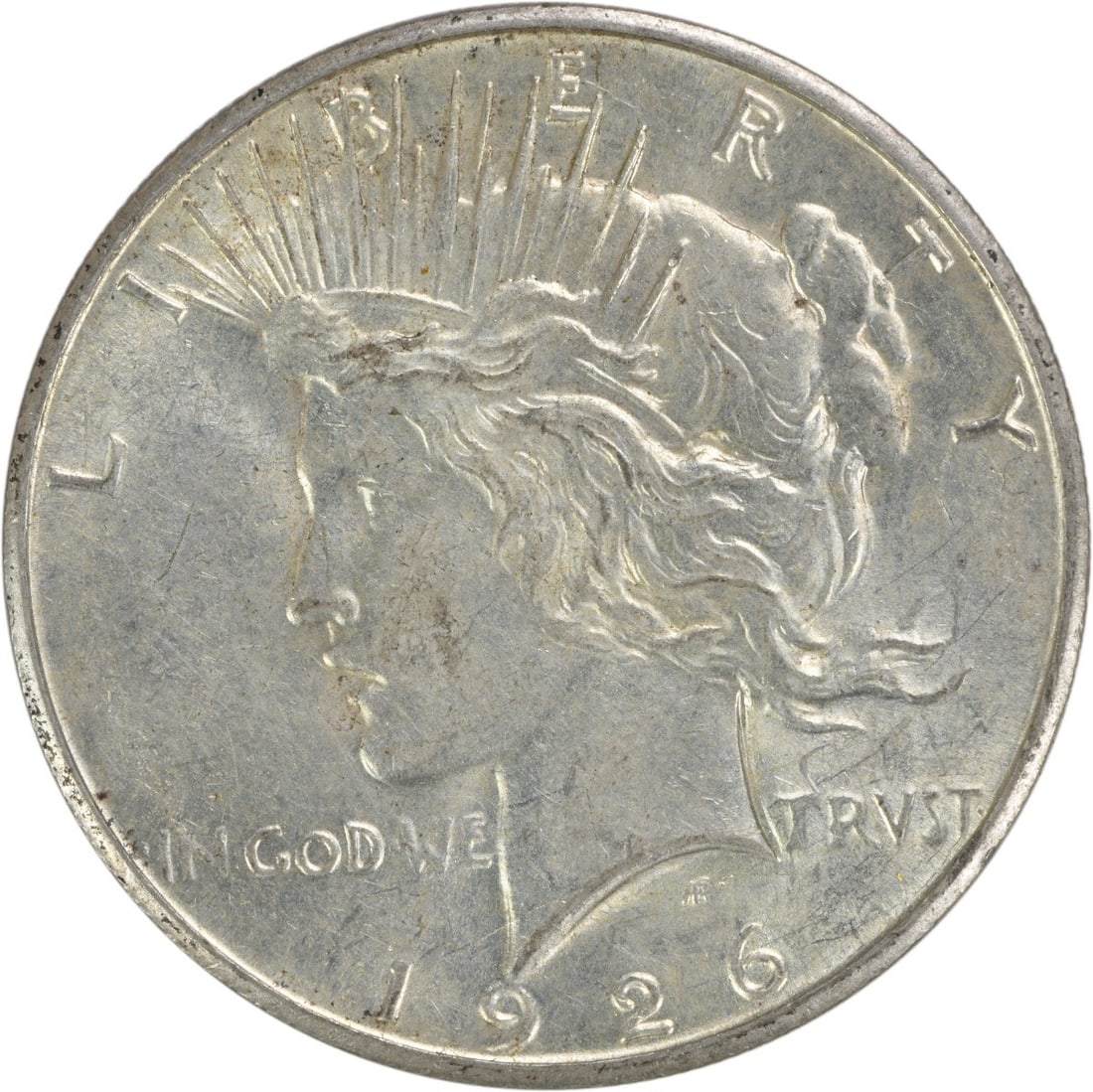 1926 S $1 Peace Dollar Silver AU Uncertified: 1926 S $1 Peace Dollar Silver AU Uncertified 1926-S Peace Silver Dollar in AU slider grade. This uncertified, pre-owned coin is a circulated example struck in silver and issued in the United States. S