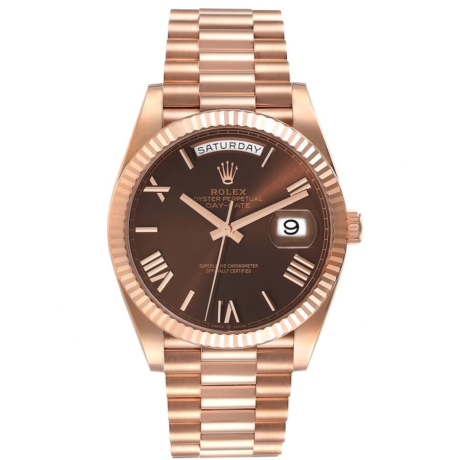 Rolex 228235 Day-Date 40 Mens Watch Chocolate Roman Dial President Bracelet (1 of 8)