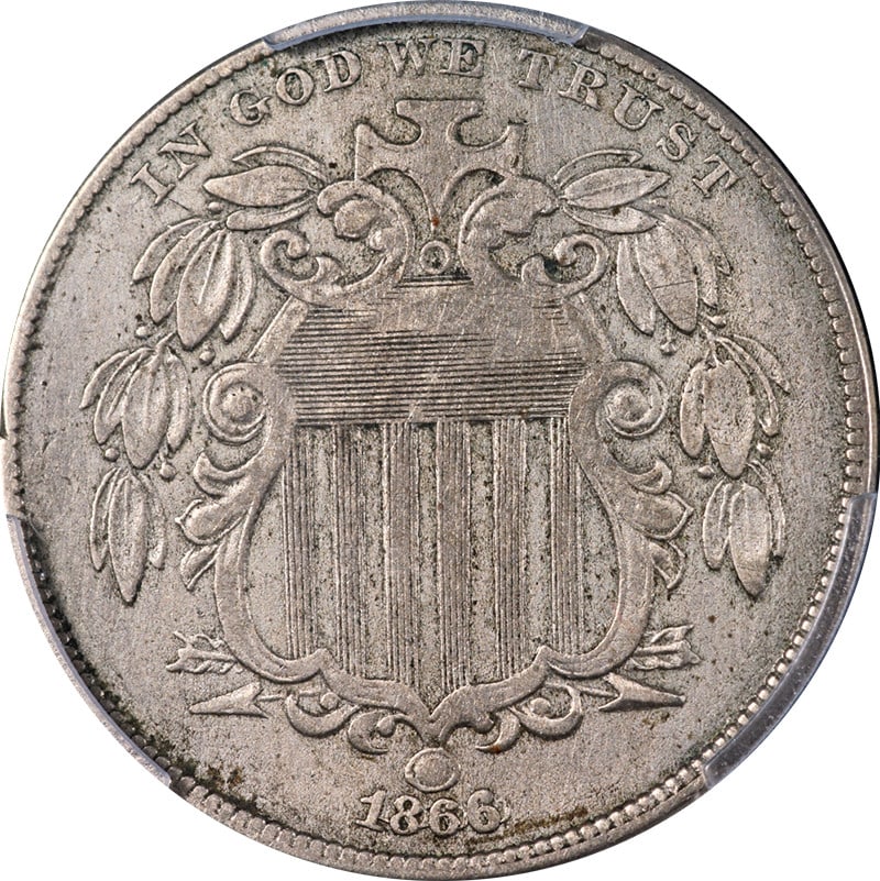 PCGS VF Details 1866 Shield Nickel Rays FS-301 Repunched Date (1 of 4)