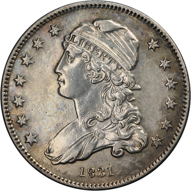 1831 Bust Quarter Small Letters Unc Details 90% Silver Coin: 1831 Bust Quarter Small Letters Unc Details 90% Silver Coin This 1831 Bust Quarter showcases striking beauty with its nice luster and strong strike. It has been graded as Nice Unc Details, indicating 