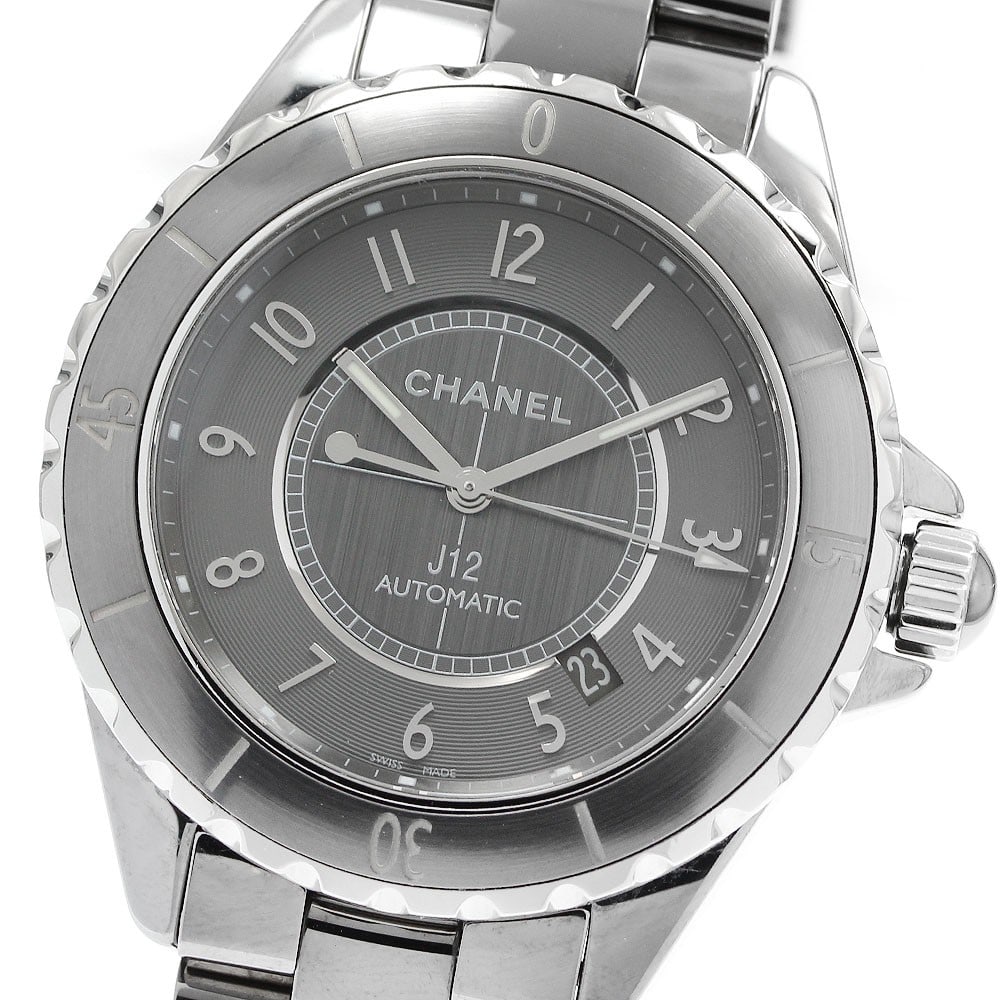 CHANEL J12 Chromatic H2934 mens automatic date watch 41mm: CHANEL J12 Chromatic H2934 mens automatic date watch 41mm CHANEL J12 Chromatic men's wristwatch with automatic movement and date display. This watch features a gray dial with a titanium and ceramic ca