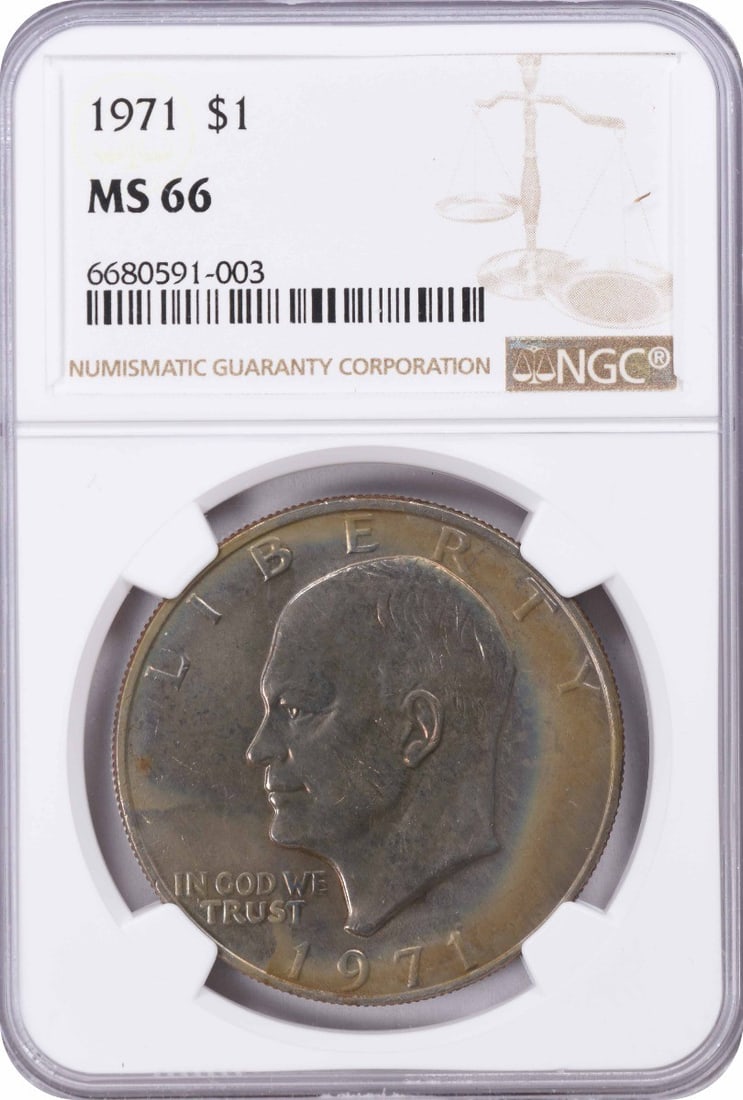 NGC MS66 1971 Eisenhower Dollar $1 Clad Coin (1 of 2)