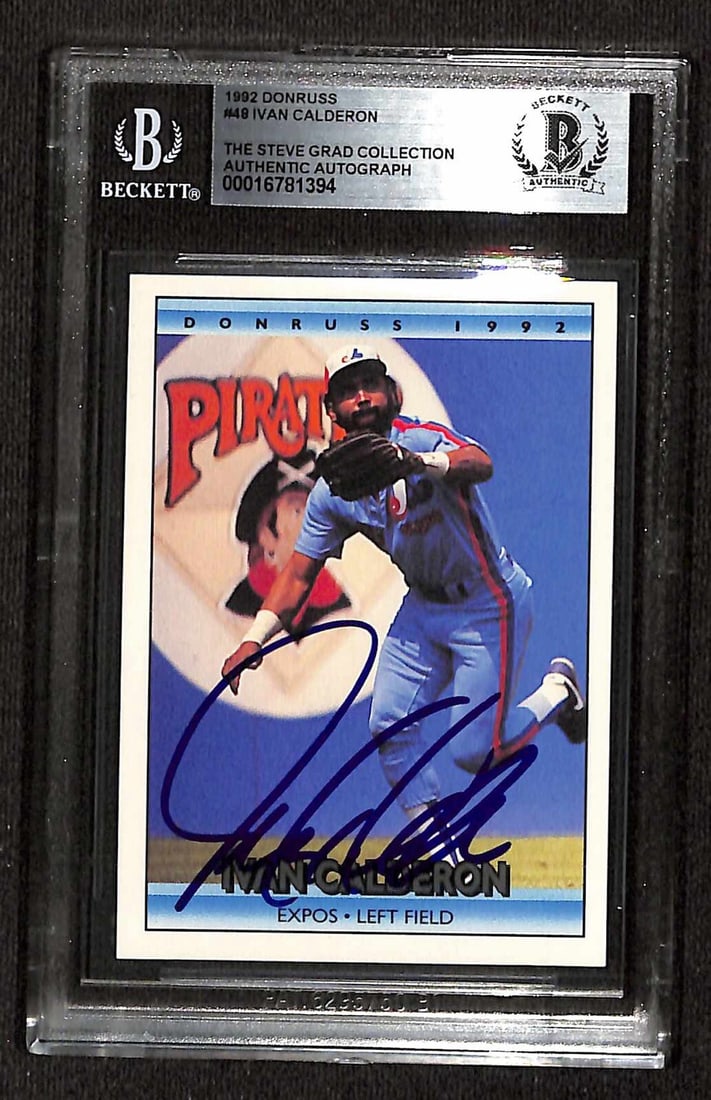 Beckett Authenticated Ivan Calderon 1992 Donruss 48 Montreal Expos Card: Beckett Authenticated Ivan Calderon 1992 Donruss 48 Montreal Expos Card Original 1992 Donruss #48 sports trading card autographed by Ivan Calderon in blue permanent marker. This baseball card from the