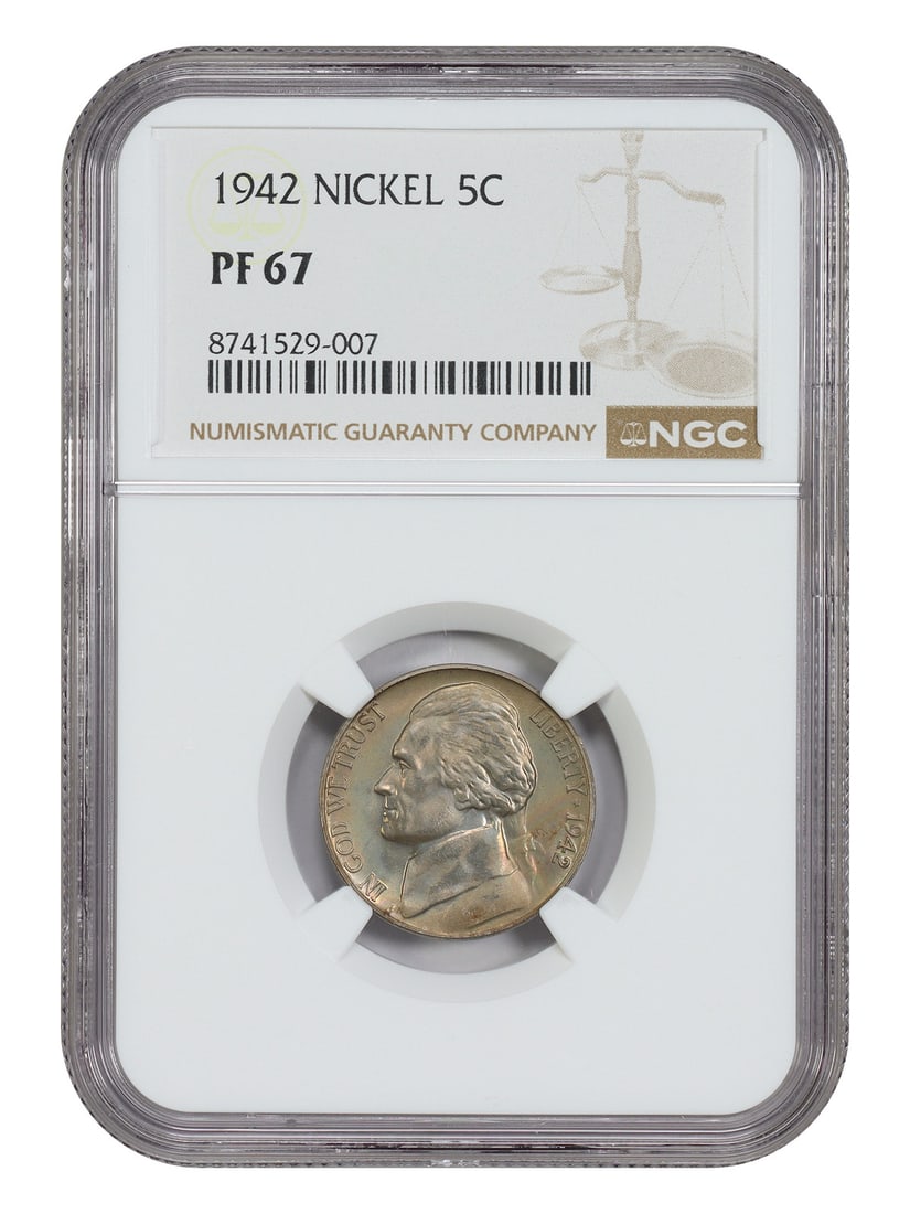 Jefferson Nickel 1942 5C Type 1 NGC PR67 (1 of 4)