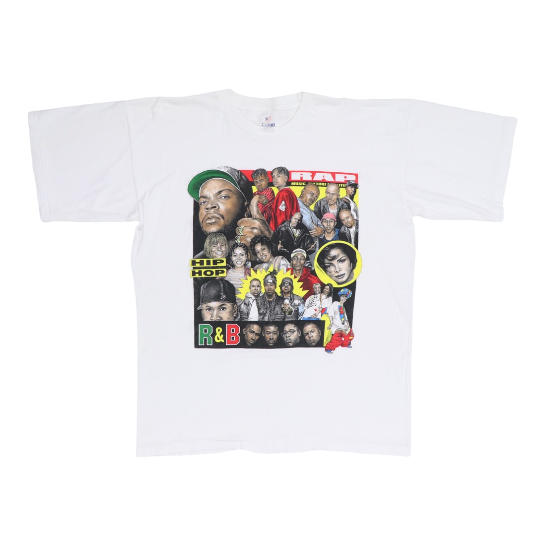 White 1990s Rap Hip Hop R&B Cotton T Shirt XL: White 1990s Rap Hip Hop R&B Cotton T Shirt XL Authentic original vintage 1990s rap, hip hop, and R&B shirt. This true vintage piece is not a modern reproduction and features no back graphics. It is in
