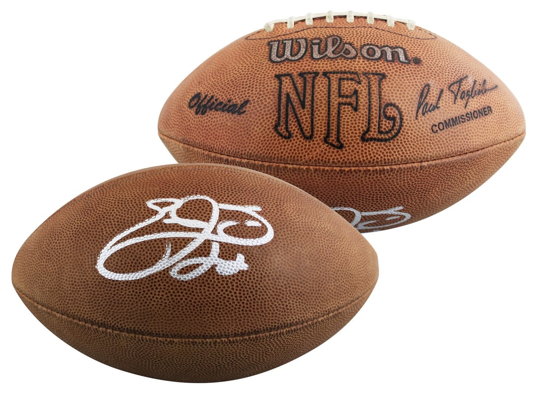 Emmitt Smith autographed Wilson NFL football Beckett witnessed Cowboys: Emmitt Smith autographed Wilson NFL football Beckett witnessed Cowboys Official Wilson NFL football personally signed by Emmitt Smith of the Dallas Cowboys. This original autographed ball is a BAS Wit