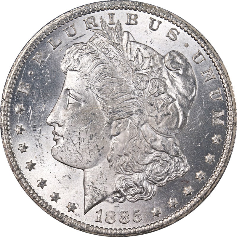 NGC MS62 1885 Carson City GSA Morgan Silver Dollar: NGC MS62 1885 Carson City GSA Morgan Silver Dollar Original 1885-CC GSA Morgan Silver Dollar certified by NGC as MS62. This uncirculated silver coin is described as blast white with great eye appeal, 