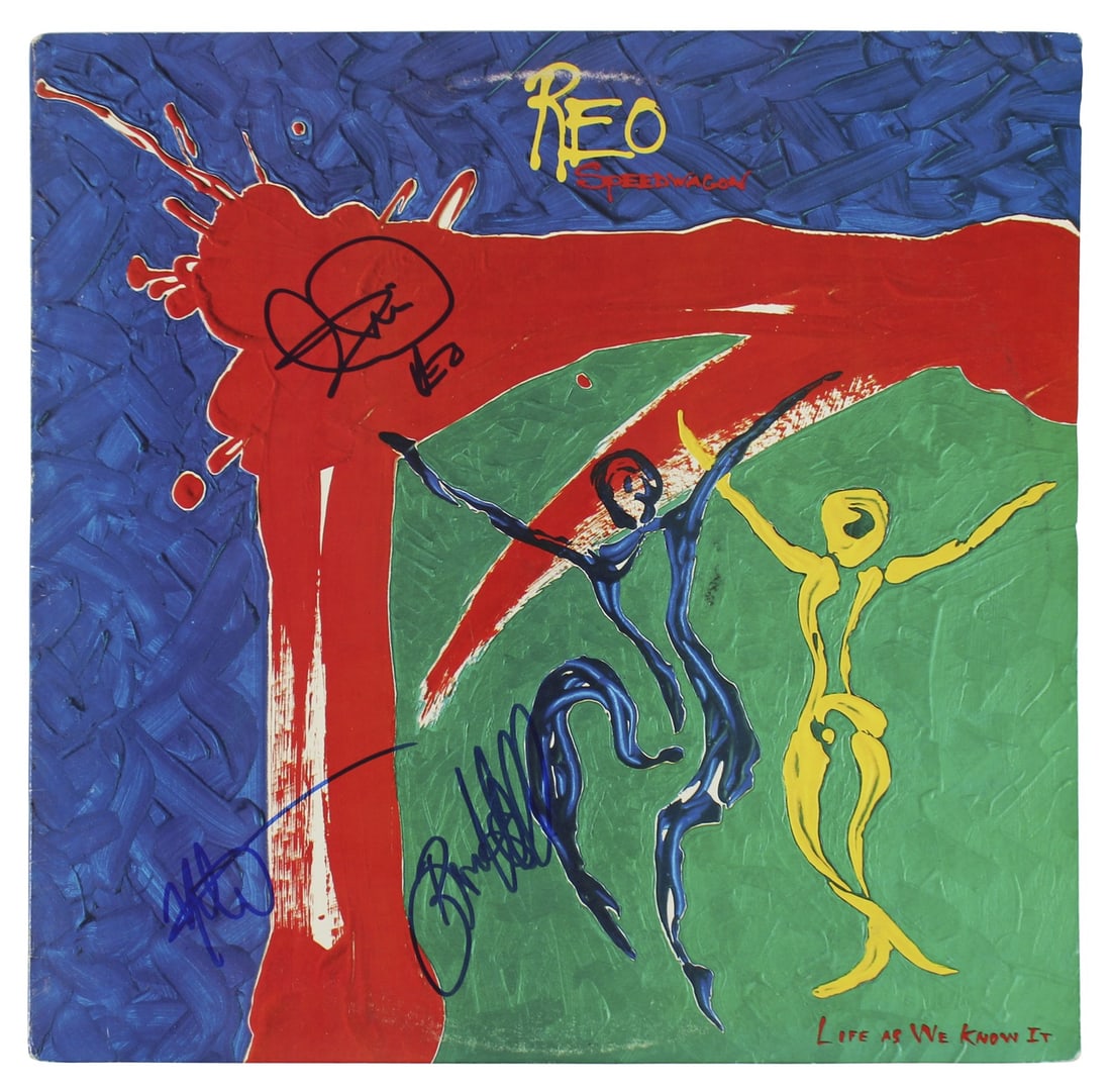REO Speedwagon Signed Album Cover Life As We Know It BAS AB77813: REO Speedwagon Signed Album Cover Life As We Know It BAS AB77813 This original album cover of 'Life As We Know It' by REO Speedwagon has been personally signed by band members Bruce Hall, Kevin Cronin