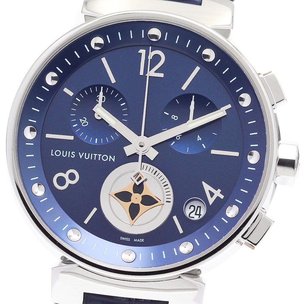 Louis Vuitton Tambour Moonstar mens quartz chronograph wristwatch QA034 (1 of 6)