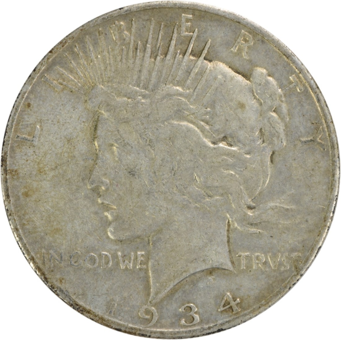 United States 1934 S Peace Dollar Silver $1 VF Uncertified: United States 1934 S Peace Dollar Silver $1 VF Uncertified 1934-S Peace Silver Dollar in VF grade. This circulated, uncertified coin is composed of silver and has a $1 denomination. Pre-owned conditio