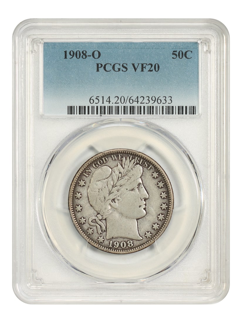 Barber Half Dollar 1908 O 50C PCGS VF20 (1 of 4)
