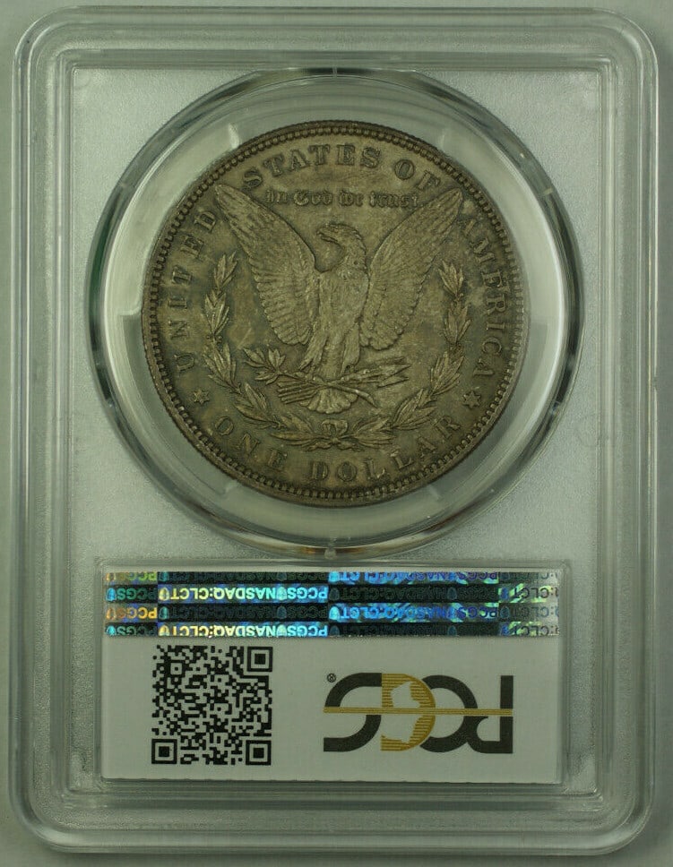 PCGS MS-63 1896 Morgan Dollar Silver Coin Toned Reverse: PCGS MS-63 1896 Morgan Dollar Silver Coin Toned Reverse This 1896 Morgan Silver Dollar is a $1 coin minted in Philadelphia, featuring a toned reverse. Certified by PCGS with a grade of MS-63, it is co