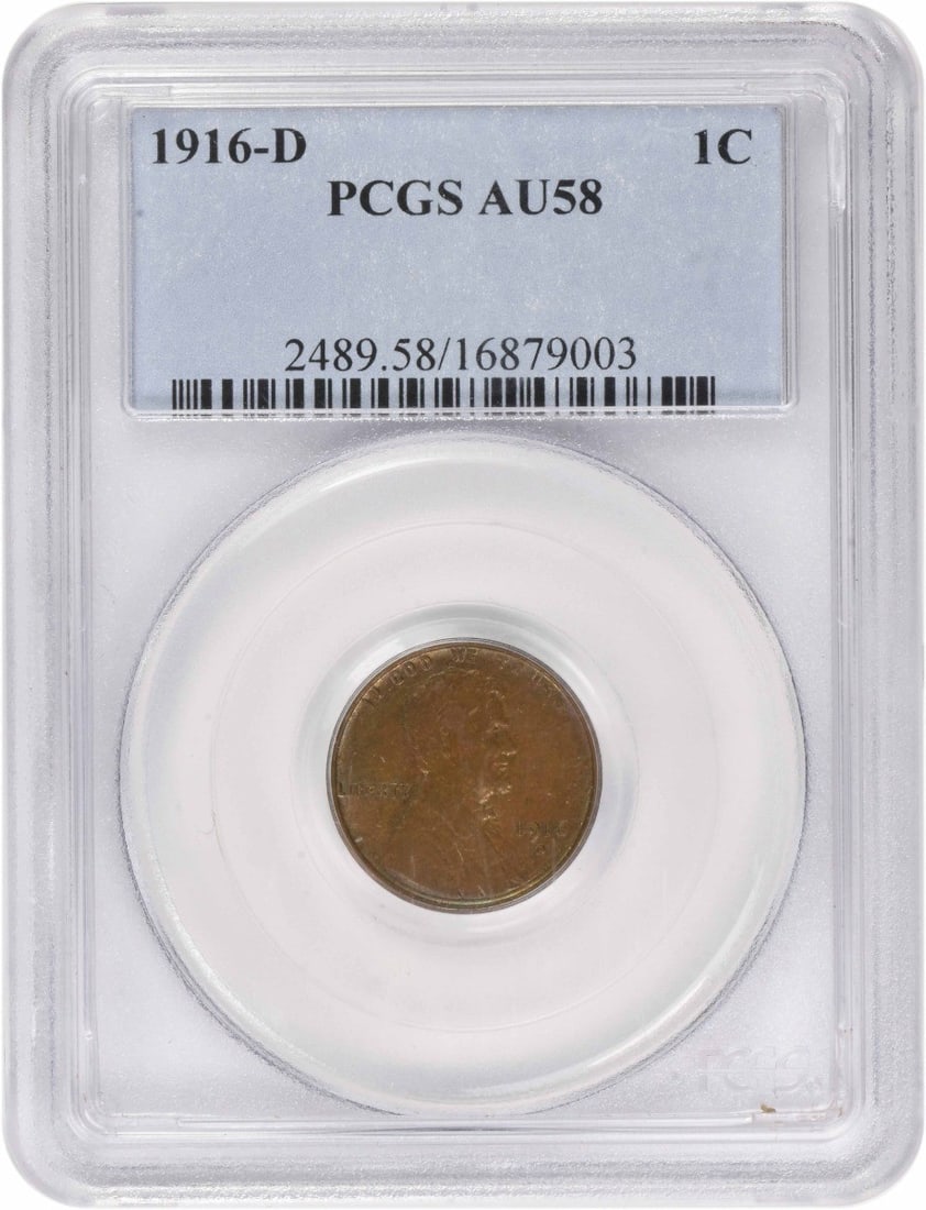 PCGS AU58 1916 D Lincoln Wheat Small Cent (1 of 2)