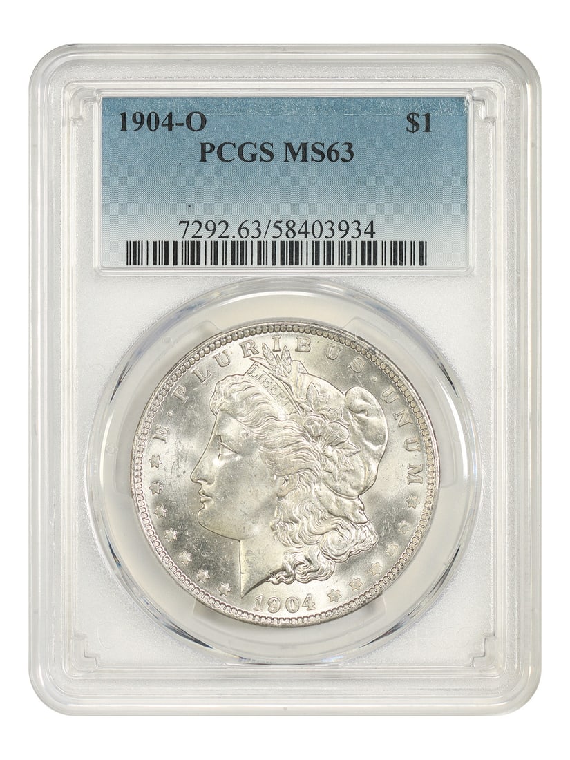 PCGS MS63 1904 O Morgan Silver Dollar $1: PCGS MS63 1904 O Morgan Silver Dollar $1 1904-O Morgan Dollar certified by PCGS in MS63 grade. This pre-owned coin is listed as uncirculated and features the New Orleans issue for the Morgan Dollar se