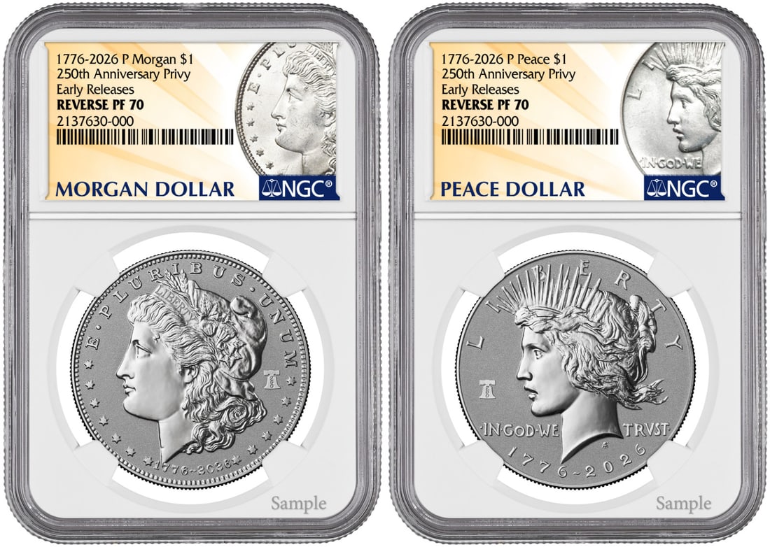 NGC ER PR70 2026 Morgan Peace Reverse Proof Silver Dollar 1776: NGC ER PR70 2026 Morgan Peace Reverse Proof Silver Dollar 1776 2026-P Reverse Proof Morgan & Peace Silver Dollar graded PR70 by NGC with ER designation and dual date 1776. The coin is composed of silv