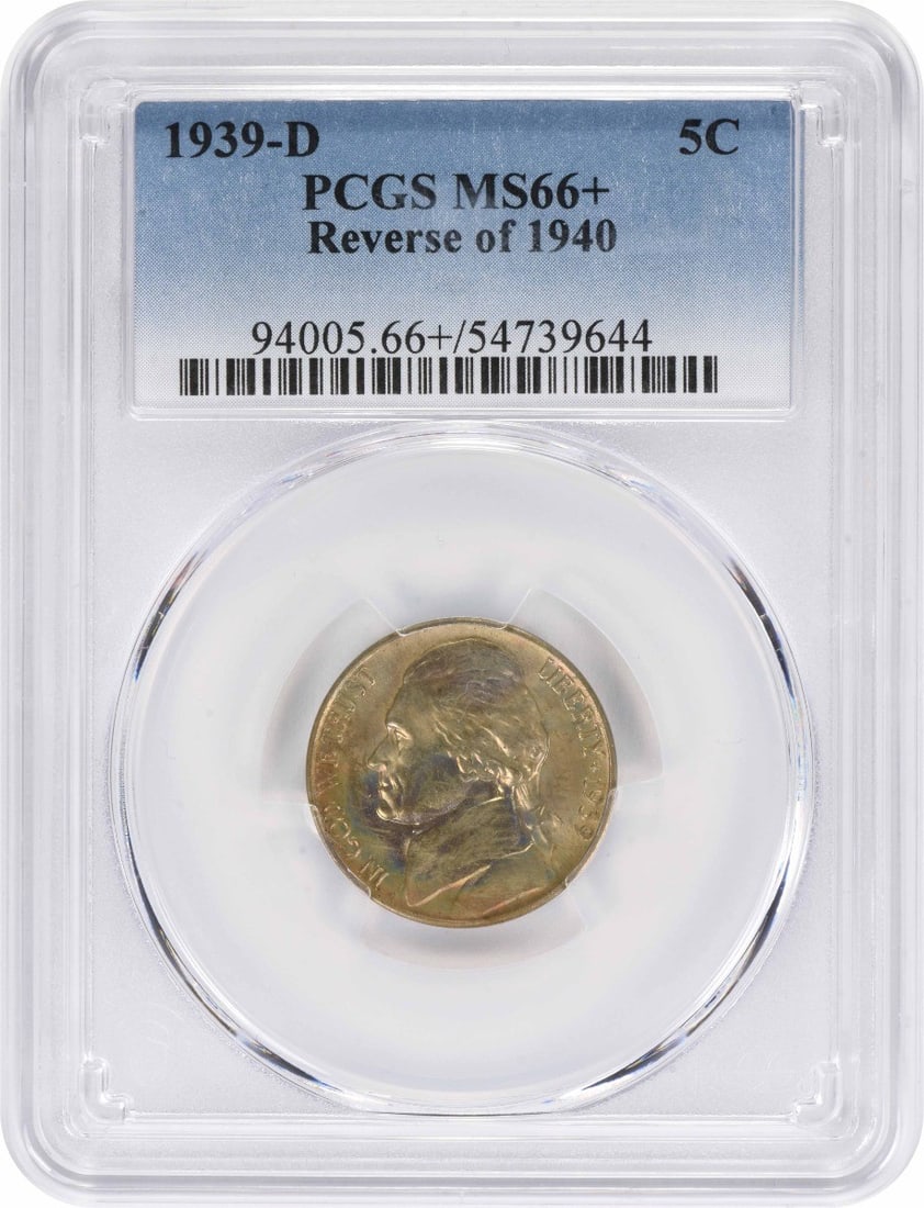 PCGS MS66+ 1939-D 5C Jefferson Nickel Reverse of 1940 (1 of 2)