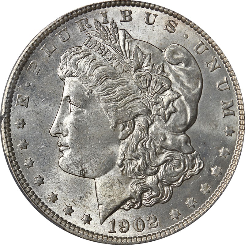 PCGS MS63 1902-P Morgan Silver Dollar Uncirculated: PCGS MS63 1902-P Morgan Silver Dollar Uncirculated A 1902-P Morgan Silver Dollar certified by PCGS as MS63. This uncirculated silver coin is described as having nice eye appeal, nice luster, and a nic