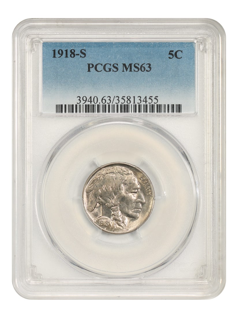 PCGS MS63 1918 S Buffalo Nickel 5C (1 of 4)