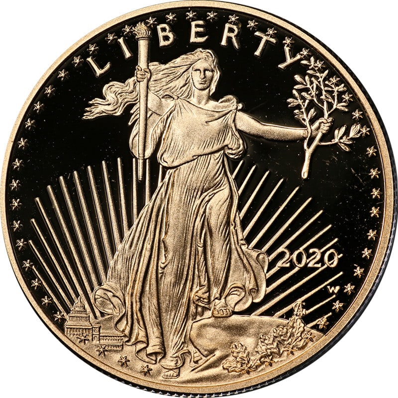 2020 American Eagle Gold $50 Proof Coin OGP COA: 2020 American Eagle Gold $50 Proof Coin OGP COA This is an original 2020 Gold American Eagle $50 proof coin featuring superb eye appeal, vibrant luster, and a strong strike. The coin is uncirculated a