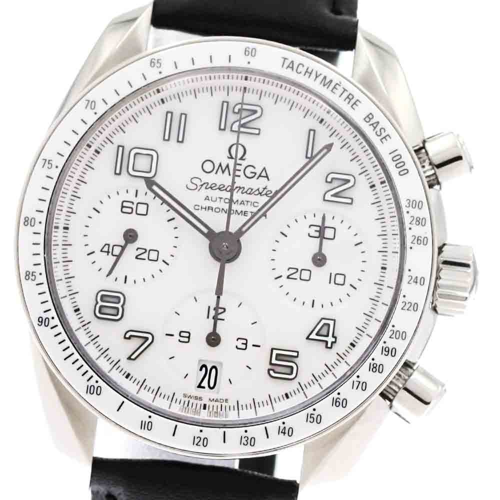 OMEGA Speedmaster 324.33.38.40.04.001 Ladies Chronograph Date Watch: OMEGA Speedmaster 324.33.38.40.04.001 Ladies Chronograph Date Watch OMEGA Speedmaster Date chronograph ladies wristwatch with an automatic movement and a white dial. This Swiss-made watch features dat