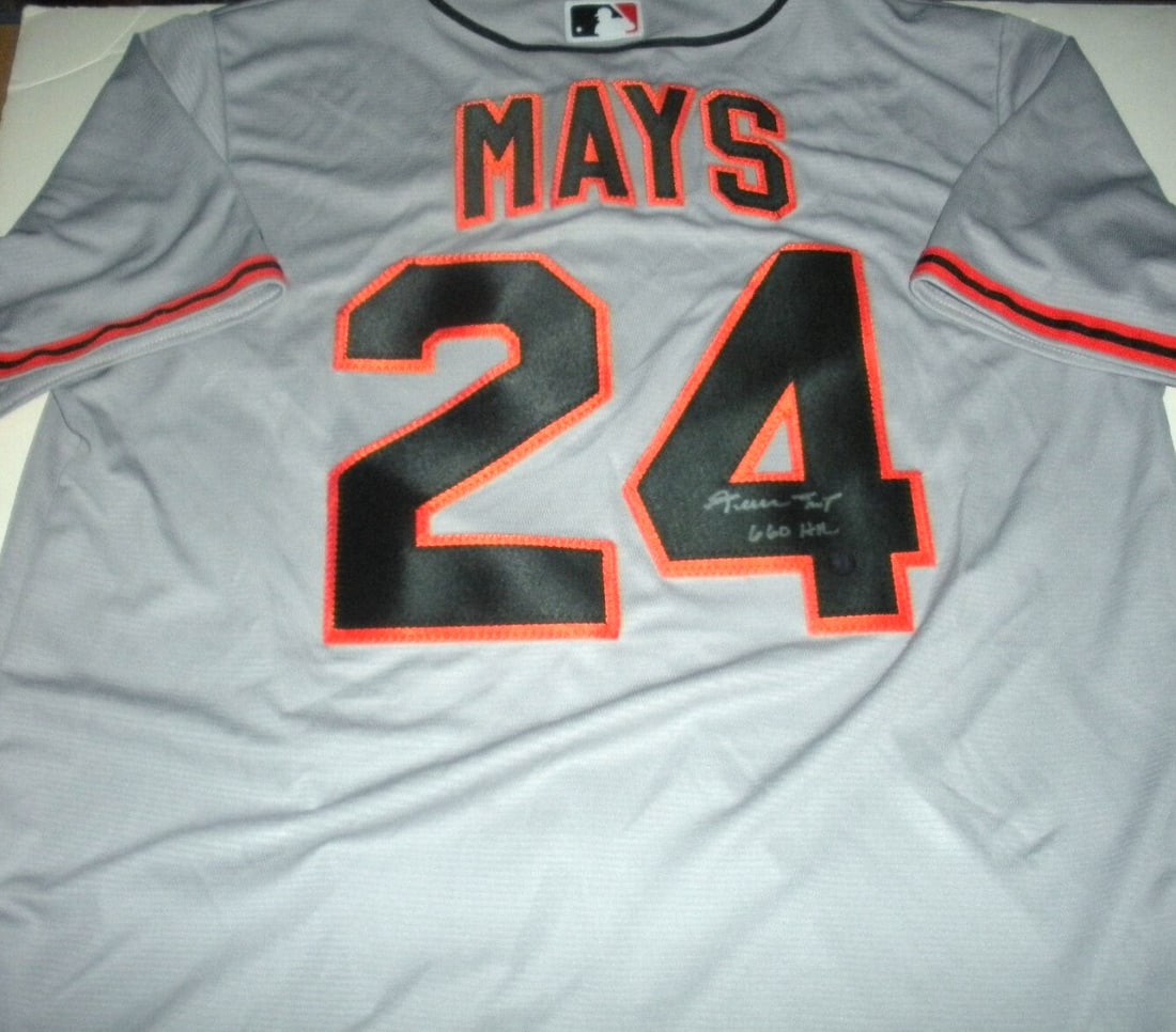 Willie Mays Autographed Majestic San Francisco Giants Licensed Baseball Jersey With COA (1 of 2)