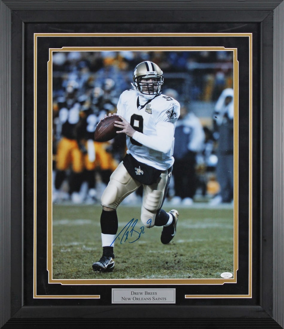 Framed 16x20 Drew Brees signed photo New Orleans Saints JSA: Framed 16x20 Drew Brees signed photo New Orleans Saints JSA Authentic signed framed photo featuring Drew Brees of the New Orleans Saints. This original 16x20 photo is personally autographed and comes 