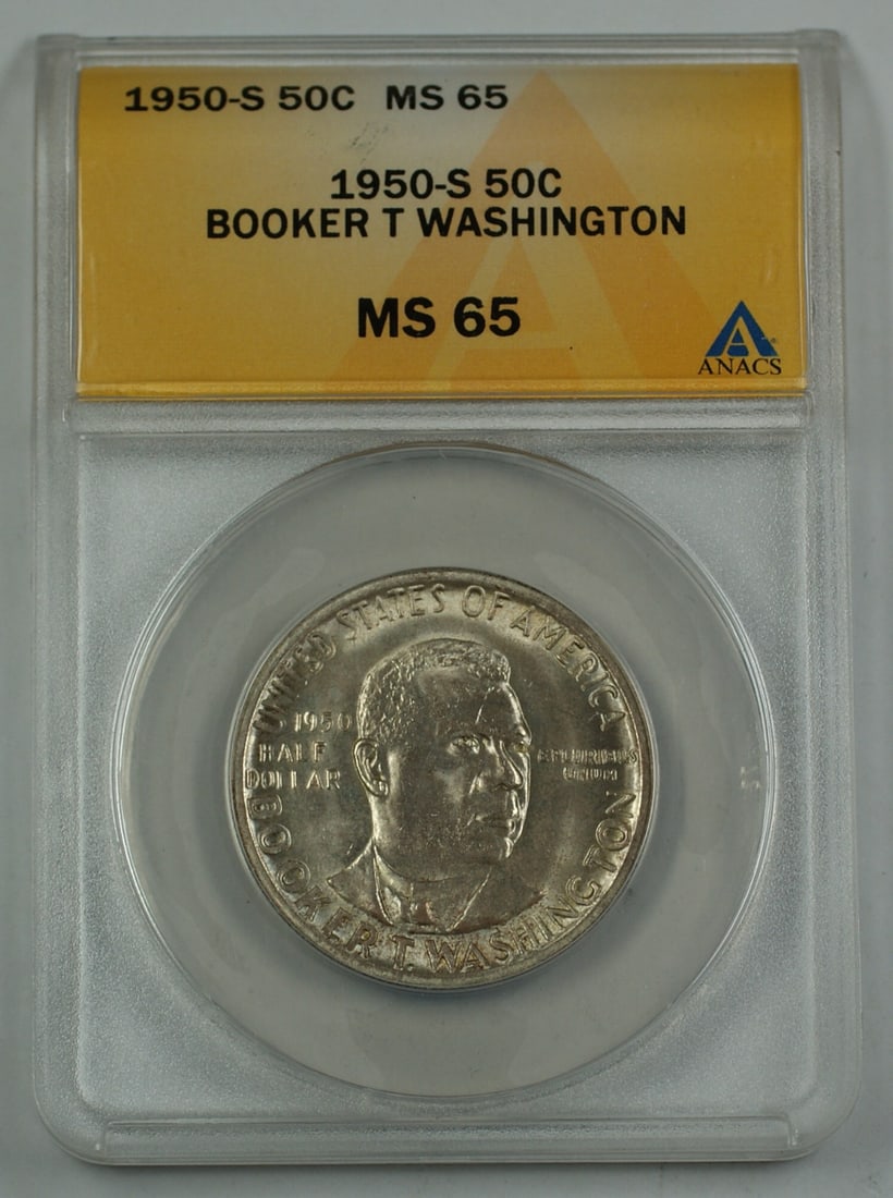 ANACS MS-65 1950-S Booker T Washington Silver 50C Commemorative (1 of 2)