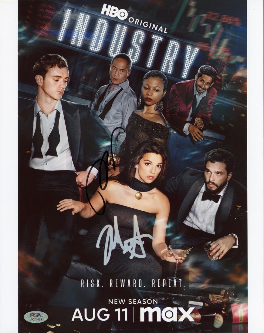 PSA authenticated 11x14 Industry photo signed by Myha'la and Marisa Abela: PSA authenticated 11x14 Industry photo signed by Myha'la and Marisa Abela Original autographed 11x14 vertical photograph from Industry, personally signed by Myha'la and Marisa Abela. The item includes