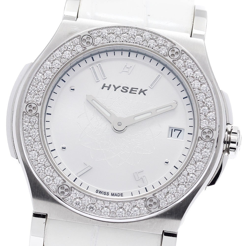 HYSEK Abyss AB3813A05 Women's Quartz Date Watch Stainless Steel: HYSEK Abyss AB3813A05 Women's Quartz Date Watch Stainless Steel HYSEK Abyss women's wristwatch with a diamond bezel and date display. This quartz model features a stainless steel case, silver dial, an