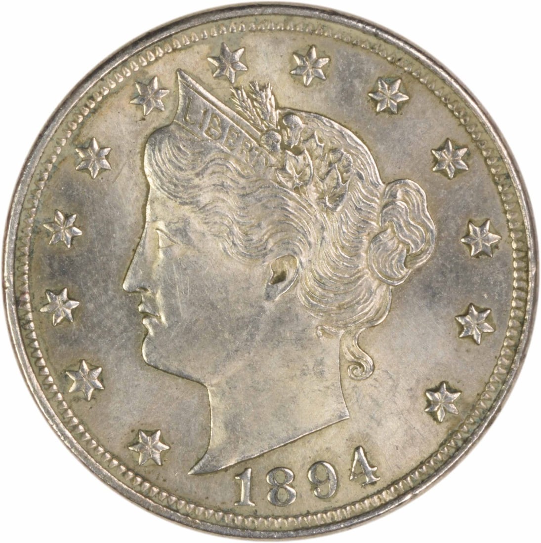 1894 5C Liberty Nickel Uncirculated Uncertified: 1894 5C Liberty Nickel Uncirculated Uncertified 1894 Liberty nickel offered as an uncertified, uncirculated coin. This pre-owned 5-cent piece is identified as KM 112 and graded MS60. Specifications Ye