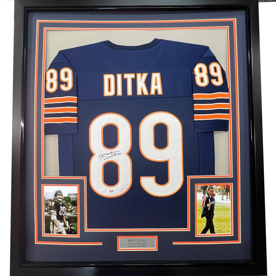 Mike Ditka signed Chicago Bears blue framed jersey JSA (1 of 2)