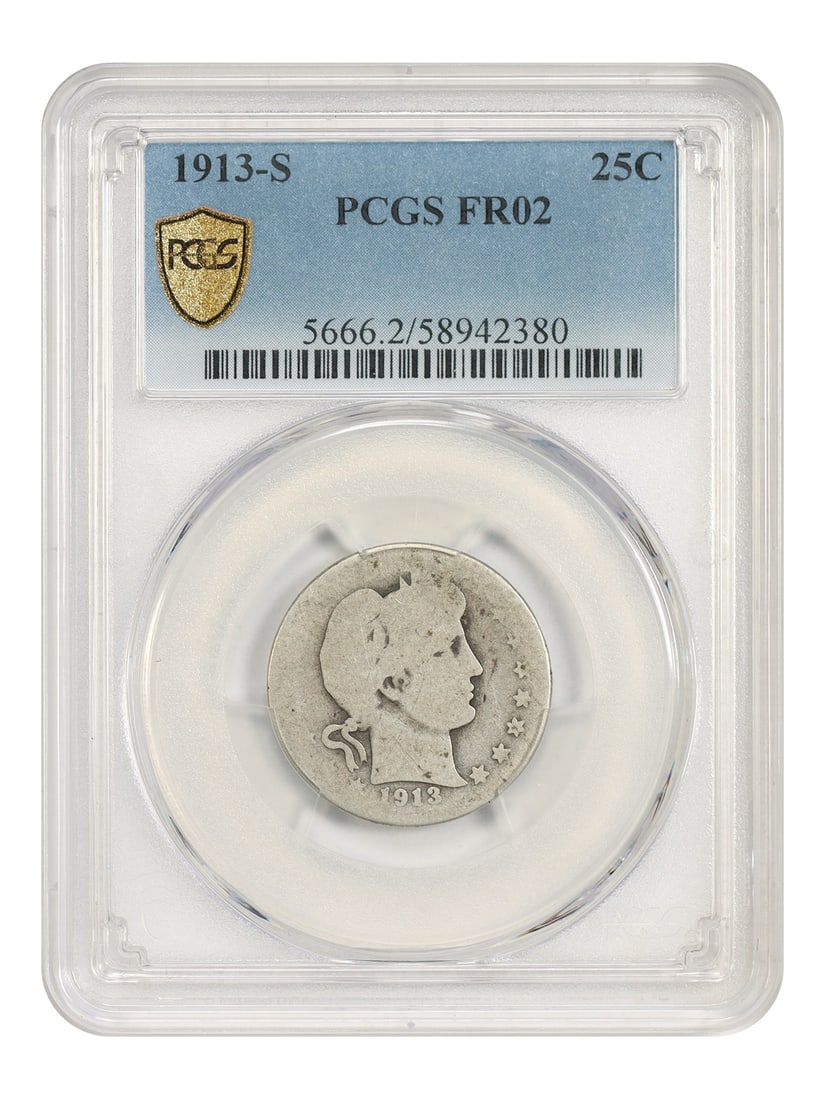 PCGS Fair 02 1913 S Barber Quarter 25C Key Date Coin (1 of 5)