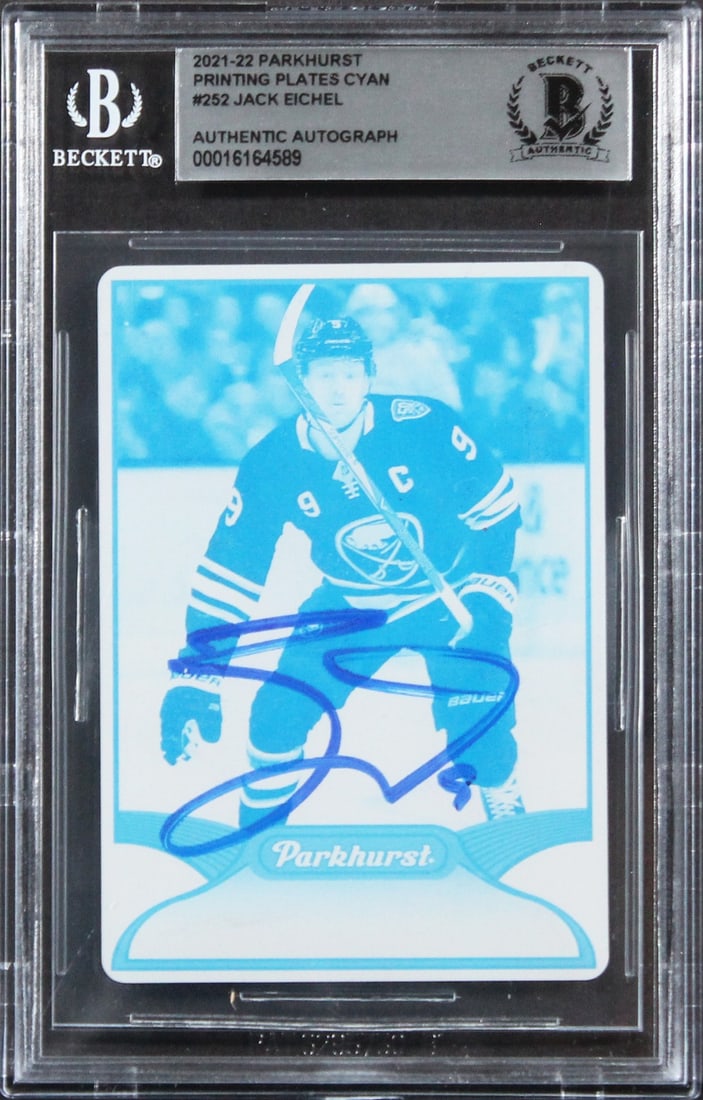 Jack Eichel Signed 2021 Parkhurst Printing Plates Cyan #252 Card Beckett Authenticated (1 of 2)