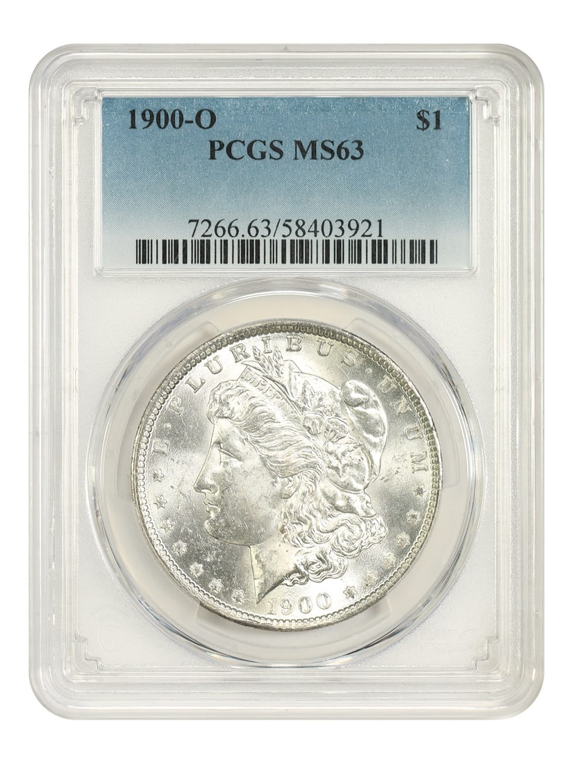 PCGS MS63 1900 O Morgan Silver Dollar $1: PCGS MS63 1900 O Morgan Silver Dollar $1 1900-O Morgan Dollar certified by PCGS in MS63 grade. This uncirculated coin is a pre-owned example of the classic Morgan Dollar series. Specifications Denomin