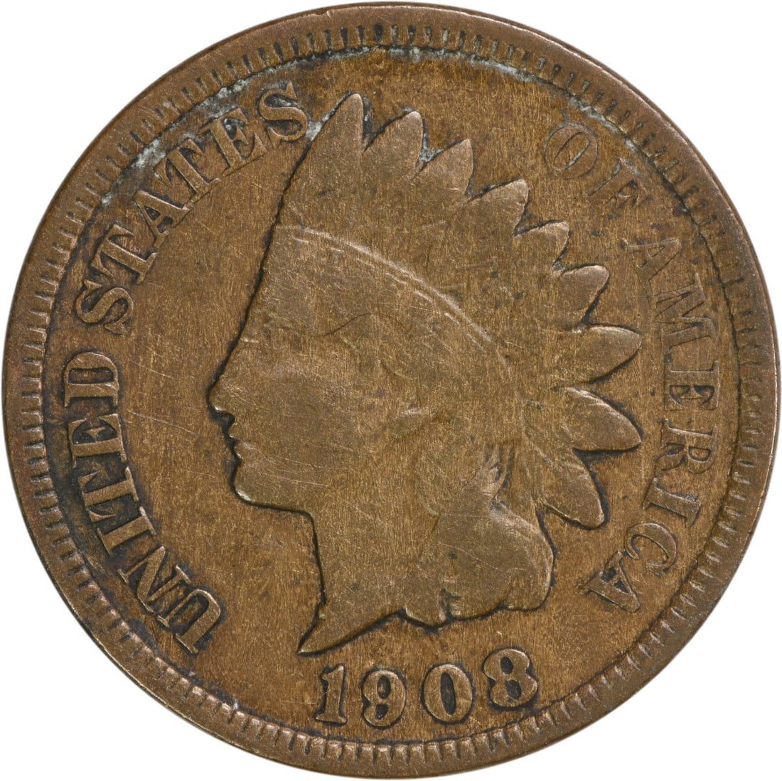1908-S Indian Head Cent VF Uncertified San Francisco Mint Coin (1 of 2)