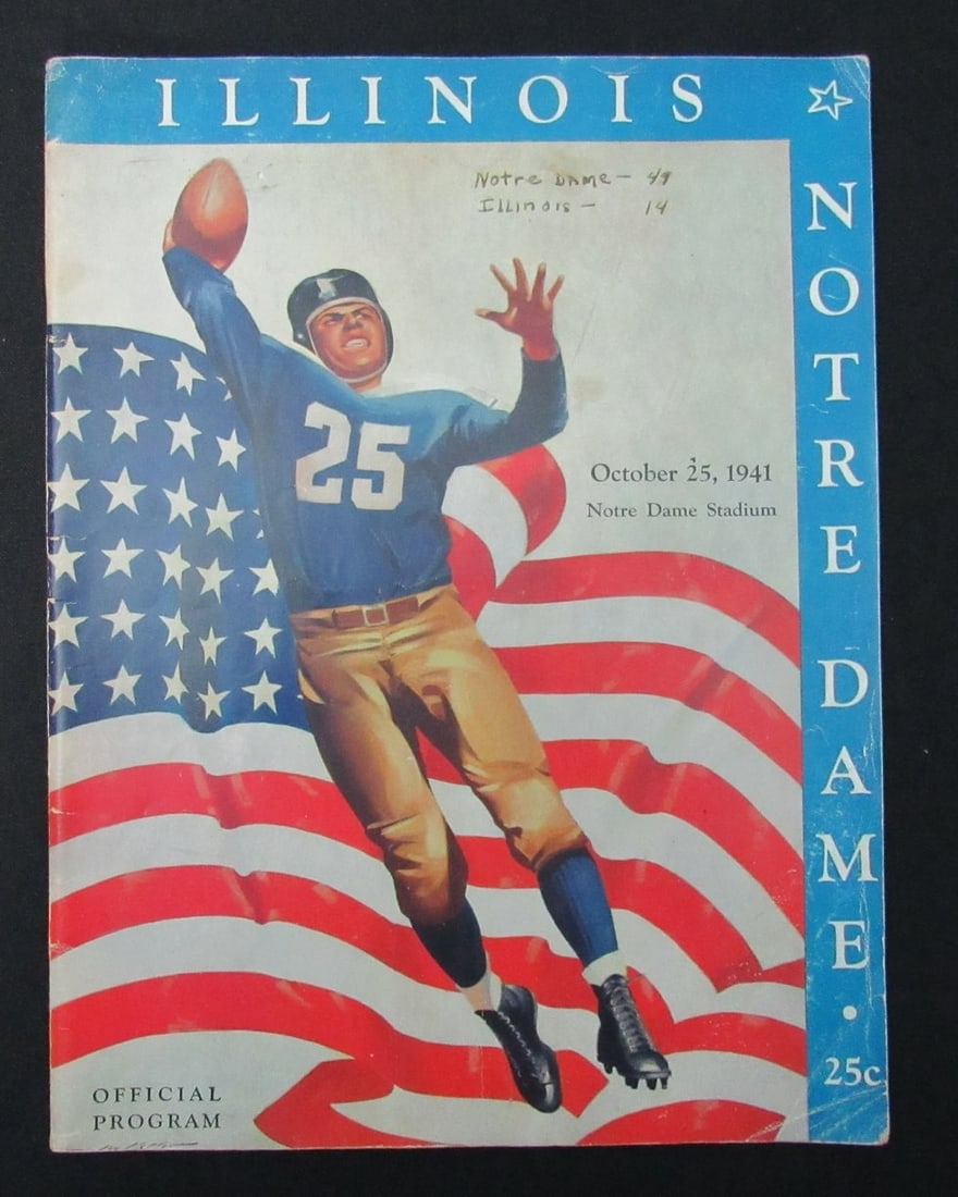 Original 1941 Notre Dame Illinois Football Game Program (1 of 4)