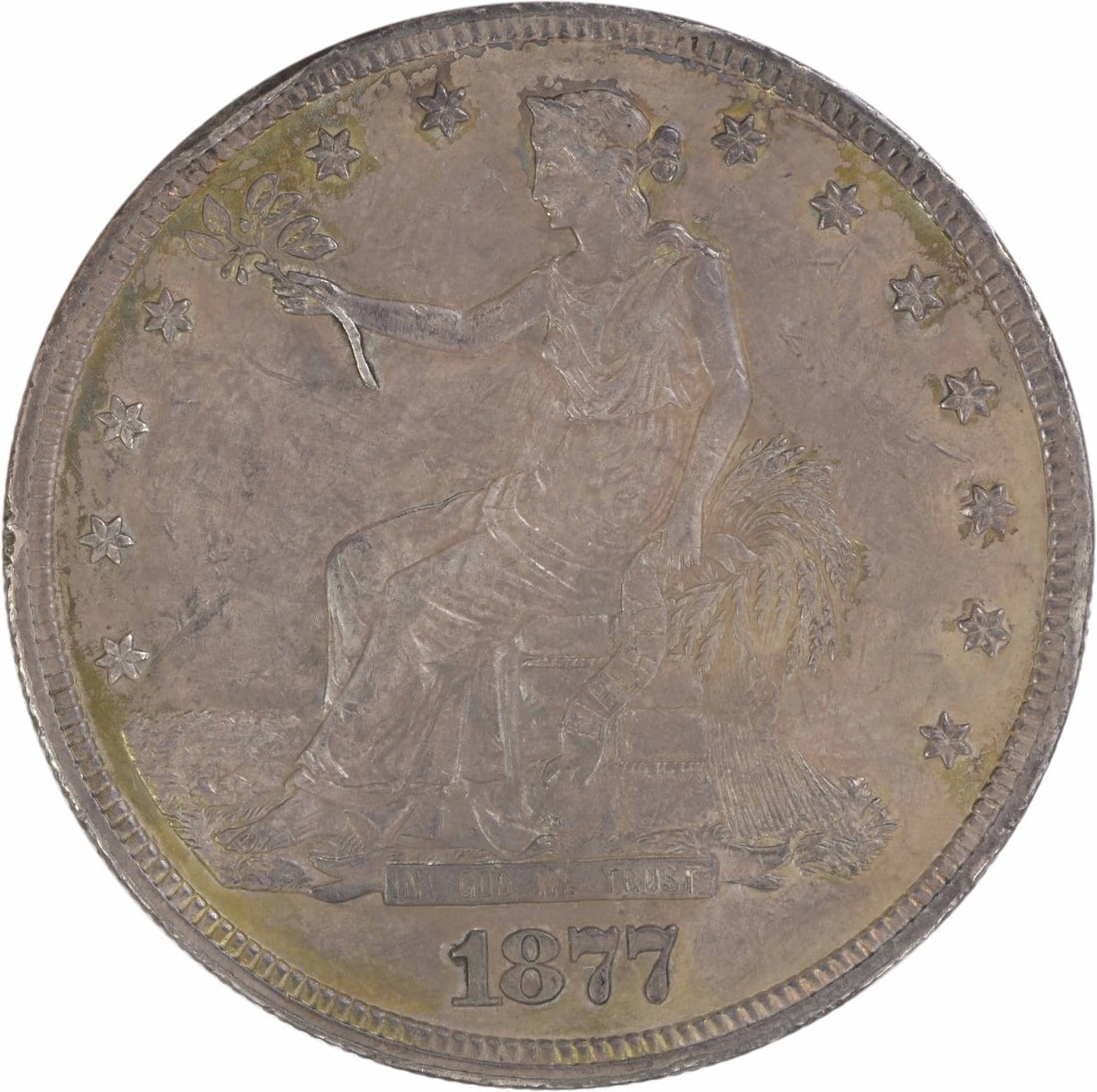 1877 US Trade Dollar $1 EF Uncertified Silver Coin (1 of 2)