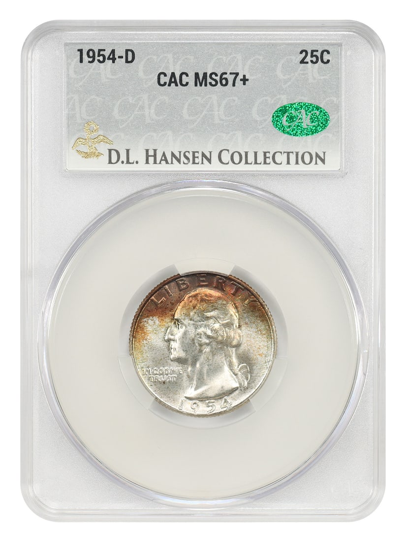 CACG MS67+ 1954-D Washington Quarter 25C ex D.L. Hansen (1 of 4)
