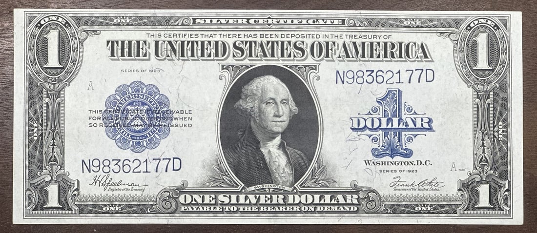 1923 United States $1 Silver Certificate Large Size Horse Blanket Note: 1923 United States $1 Silver Certificate Large Size Horse Blanket Note 1923 $1 large size Silver Certificate, commonly known as the Horse Blanket note. This circulated example is described as AU with 