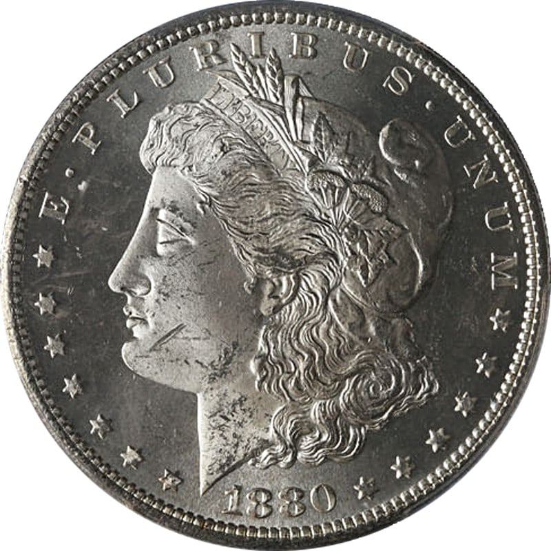 PCGS MS65 1880-S Morgan Silver Dollar Blazing White Gem: PCGS MS65 1880-S Morgan Silver Dollar Blazing White Gem This 1880-S Morgan Silver Dollar is graded MS65 by PCGS, featuring a brilliant white appearance, excellent luster, and a sharp strike. This list