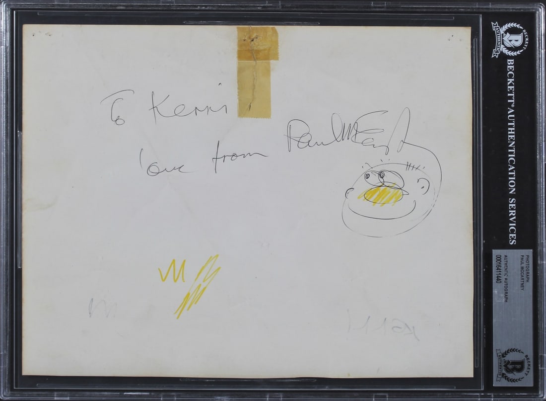 Paul McCartney Signed 8x10 Photo with Doodle Sketch The Beatles Beckett Authenticated (1 of 2)