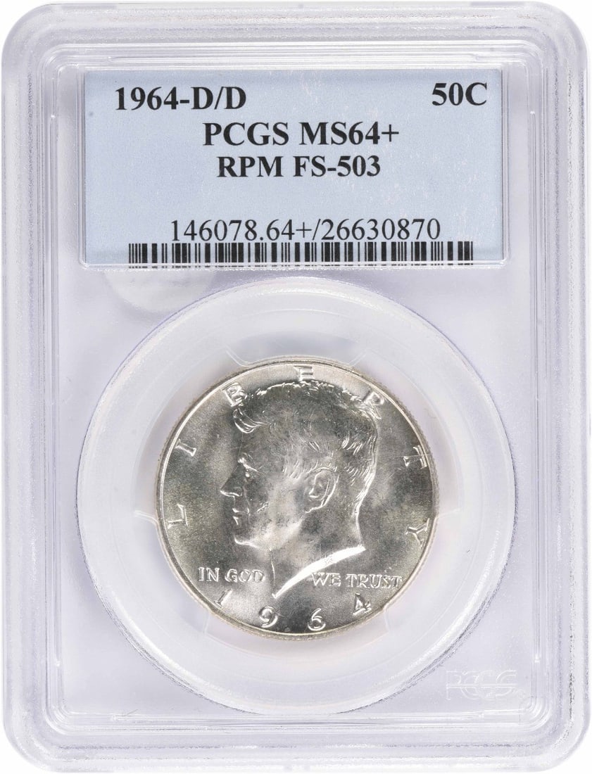 PCGS MS64 1964 D over D Kennedy Half Dollar FS-503: PCGS MS64 1964 D over D Kennedy Half Dollar FS-503 1964-D/D Kennedy Half Dollar RPM FS-503 certified by PCGS. This uncirculated silver 50C coin is a pre-owned example from the United States. Specifica